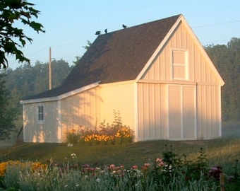 Small Barn Plans - Loft - Candlewood Mini-Barn Design - Shed, Garage and Workshop - 3 Complete Sets of Economical Pole Barn Building Plans