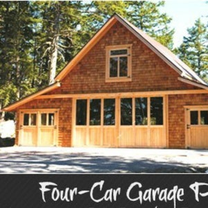 Barn Style Garage Plans - 3 Four-Bay Car Barn Plans with Lofts - Three Different Sets of Economical Pole-Barn Construction Drawings