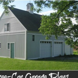 Barn-Style Garage Plans - 3 Three-Bay Car Barn Plans with Lofts - Three Different Sets of Economical Pole-Barn Building Plans