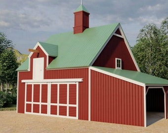 7 Elm Series Car Barn Designs - Three Complete Sets of Economical Pole-Barn Building Plans