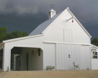 Backyard Barn Plans - Lofts - Small Barn Designs - Pole-Barn Building Plans - Inexpensive Construction - 19 Optional Layouts