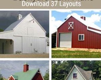 Small Barn Plans - 37 Layouts - Lofts - Practical Pole-Barn Construction - Instant Download PDFs - Backyard Barn Plans