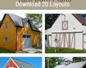 Small Barn Plans - 20 Layouts - Backyard Barn Designs - Garage Plans - Economical Pole-Barn Construction - Lofts - One Quick Download
