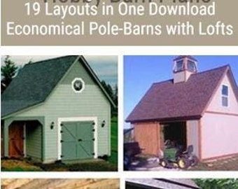 Hobby Barn Plans - 19 Layouts - Lofts - One Quick Download - Economical Pole-Barn Construction - Hobby Shop Plans