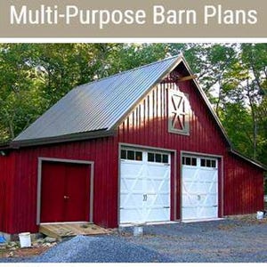 16+ Walnut Car Barn and Country Garage Plans - Inexpensive Instant Download PDF Plans for Economical Pole-Barn Construction