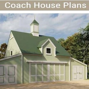 Coach House Plans - 13 Layouts - Lofts - Economical Pole-Barn Construction Plans - PDF Instant Download - Garage Plans - Permit Drawings