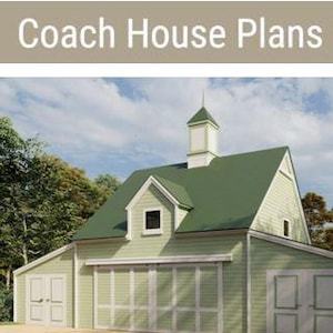 Coach House Plans - Country Garage Plans - Lofts - PDF Instant Download - Economical Pole-Barn Construction - Permit Drawings