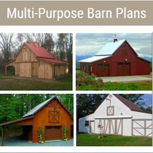 Small Barn Plans -Garage Designs - Workshop Plans - 16 Layouts - Lofts - PDF Instant Download - Economical Pole-Barn Construction