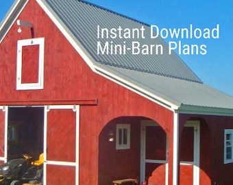 Mini Pole-Barn Plans - Small Barn Plans - Garage Plans - 6 Layouts - Lofts - Instant Download