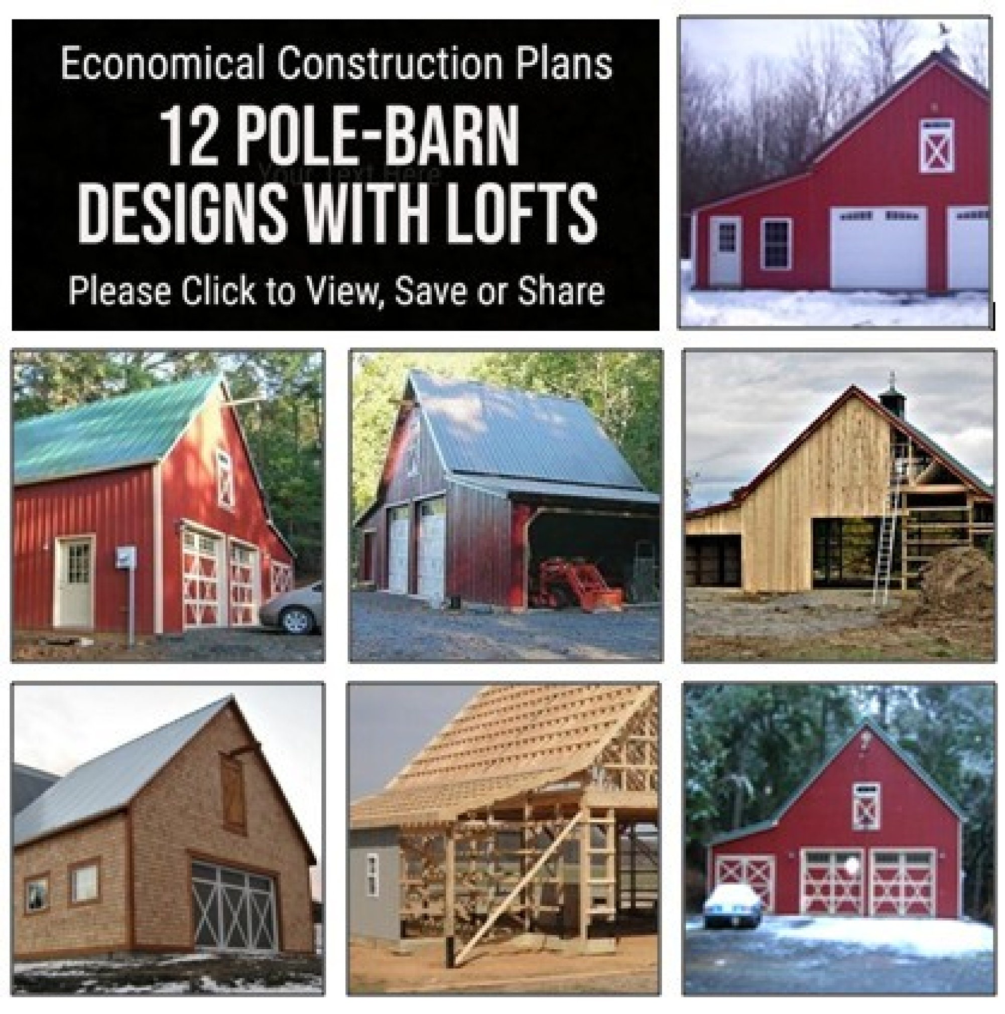 12 Pole-Barn Plans with Lofts Twelve Optional Layouts - Etsy 日本