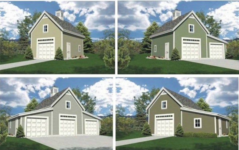 Oakville One Two and Three Car Garage Plans with Lofts and Etsy