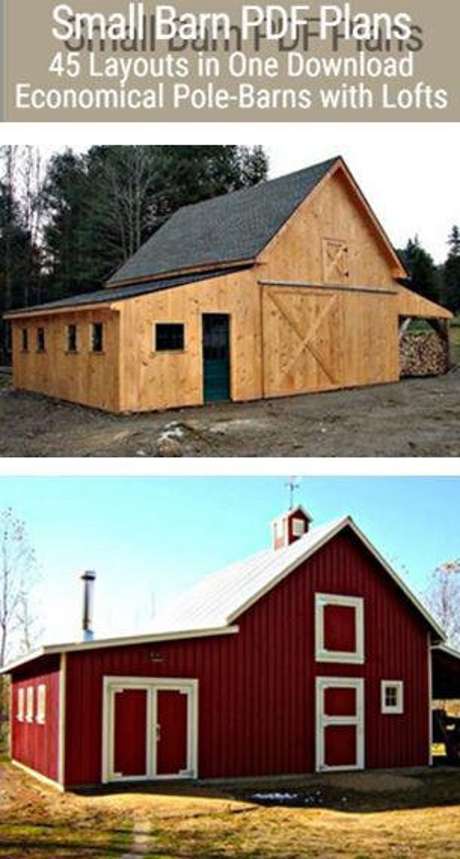 Small Barn PDF Plans - Lofts - Instant Download - 45 Layouts ...
