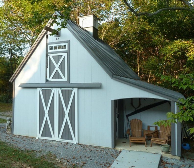 Candlewood Mini-Barn, Shed, Garage and Workshop 3 Complete Sets of Pole Barn Building Plans image 5