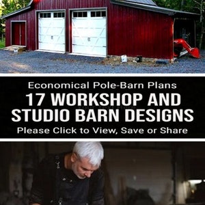 17 Workshop and Studio Barn Designs Seventeen Optional Layouts on Three Complete Pole-Barn Construction Blueprints image 5