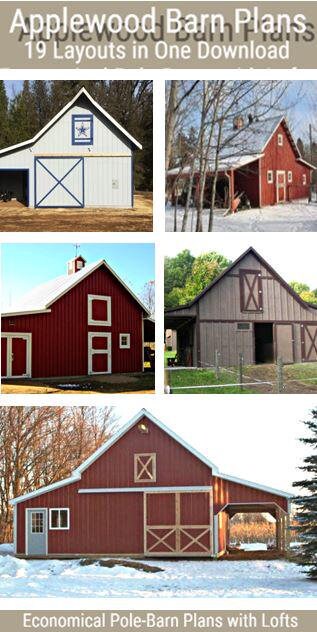 Small Barn Plans - Garage Designs - Shop Plans & Horse Barn Plans - 19 Layouts - Lofts - PDF Instant Download - Economical Pole-Barns