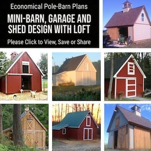 Candlewood Mini-Barn, Shed, Garage and Workshop 3 Complete Sets of Pole Barn Building Plans image 10