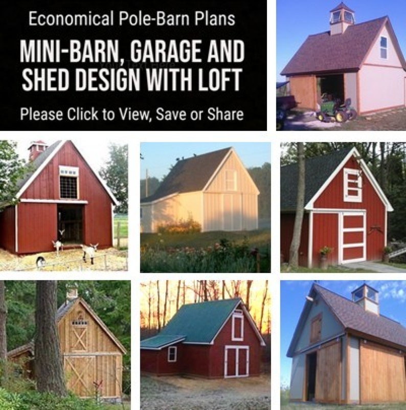 Candlewood Mini-Barn, Shed, Garage and Workshop 3 Complete Sets of Pole Barn Building Plans image 10