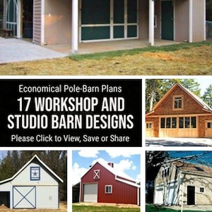 17 Workshop and Studio Barn Designs Seventeen Optional Layouts on Three Complete Pole-Barn Construction Blueprints image 4