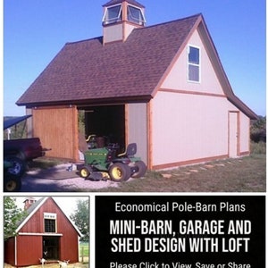 Candlewood Mini-Barn, Shed, Garage and Workshop 3 Complete Sets of Pole Barn Building Plans image 4