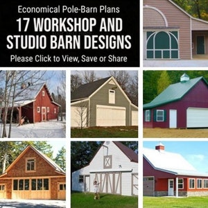 17 Workshop and Studio Barn Designs Seventeen Optional Layouts on Three Complete Pole-Barn Construction Blueprints image 8