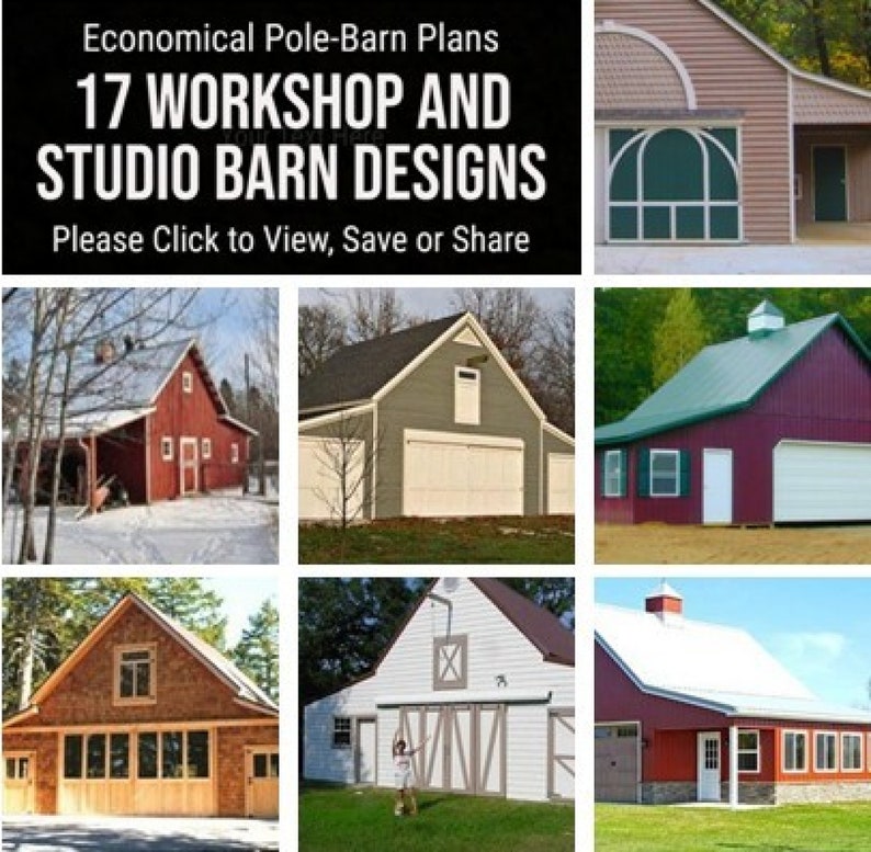 17 Workshop and Studio Barn Designs Seventeen Optional Layouts on Three Complete Pole-Barn Construction Blueprints image 8