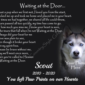 DIGITAL DOWNLOAD ONLY - Personalised Pet Dog Memorial File Download - Print at Home - Exclusive Waiting at the Door verse