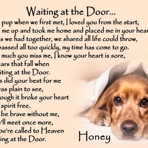 Aimant de réfrigérateur personnalisé Rainbow Bridge commémoratif pour chien en attente à la porte