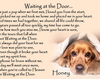 Personalised Pet Dog Memorial Rainbow Bridge Fridge Magnet Waiting at the Door Gift