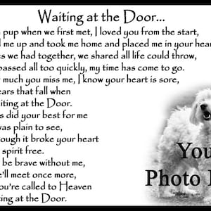 Personalised Pet Dog Memorial Rainbow Bridge Fridge Magnet Waiting at the Door Gift