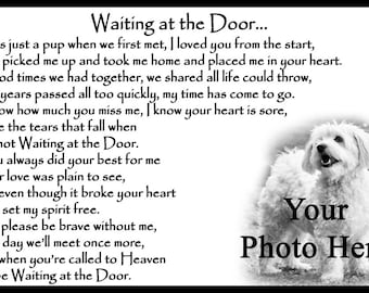 Personalised Pet Dog Memorial Rainbow Bridge Fridge Magnet Waiting at the Door Gift