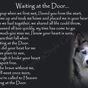 Aimant de réfrigérateur pour deuil commémoratif pour chien husky sibérien, cadeau souvenir en attente à la porte
