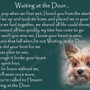 Yorkshire Terrier dog Memorial Fridge Magnet pet loss bereavement Waiting at the Door Keepsake gift