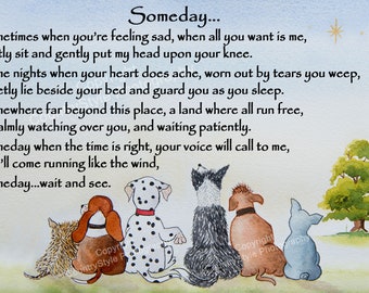 Pet Dog Memorial Keepsake Rainbow Bridge gift magnetic flexible plaque verse poem