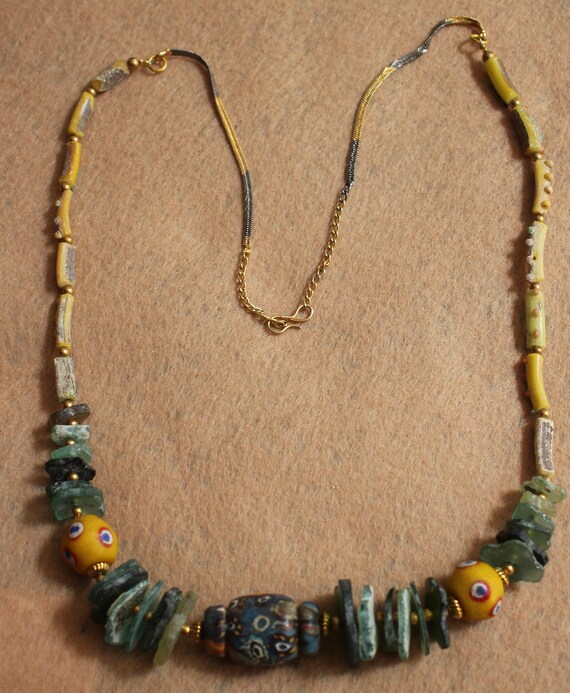 Fantastic Old Necklace With Ancient Beads and Anc… - image 2