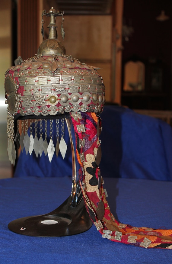 Old Antique Afghan Hat, Wedding Hat, Embroidered, 