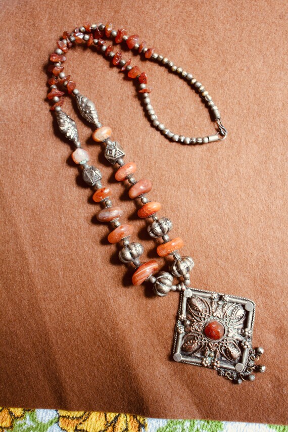 Fantastic Antique Necklace with Old Silver Beads,… - image 2