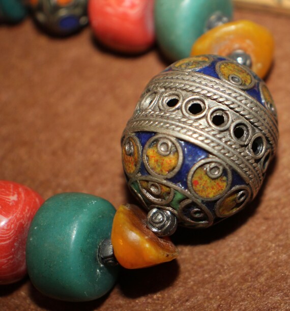 Very Rare Antique Moroccan Tribal Beaded Bracelet Gem