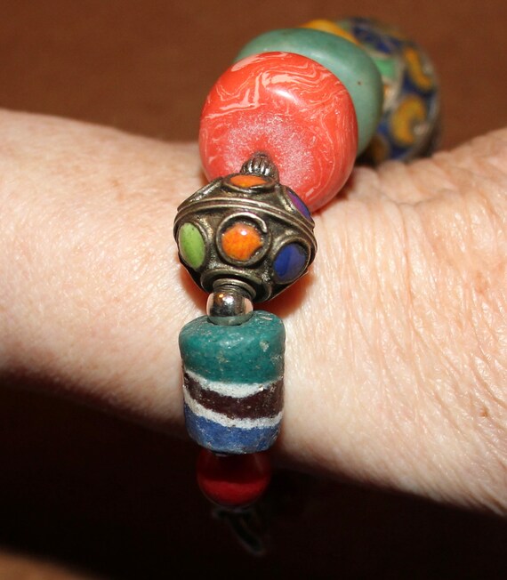 Very Rare Antique Moroccan Tribal Beaded Bracelet Gem