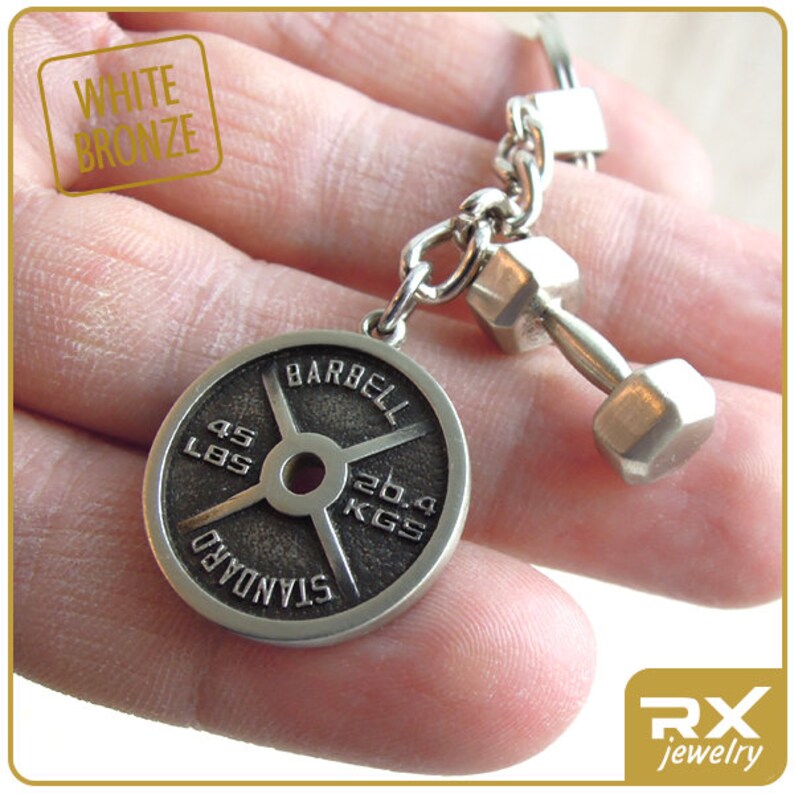 Fitness Gift Keychain Dumbbell Powerlifting Key Ring Personal Etsy