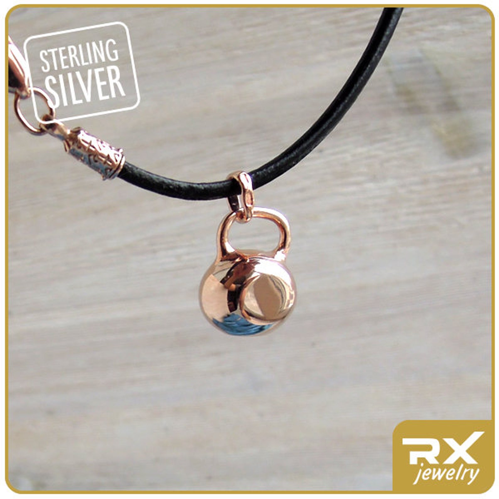 Gold plated Kettlebell jewelry Gilded gym necklace Sterling Etsy