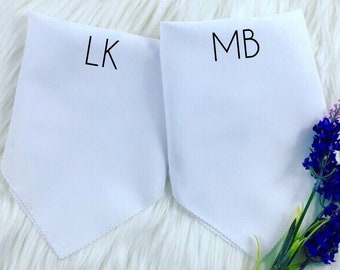 Handkerchief Groomsman Gift Personalized With Initial, Minimalist White Hankie Father of the Bride Groom Hanky Best Man Wedding Idea For Him