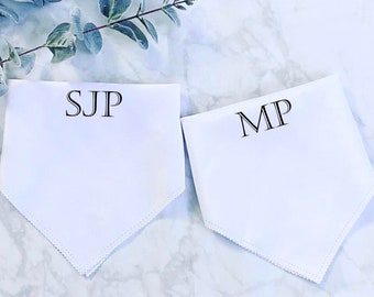 Handkerchief Groomsman Gift Personalized With Initial, Minimalist White Hankie Father of the Bride Groom Hanky Best Man Wedding Idea For Him