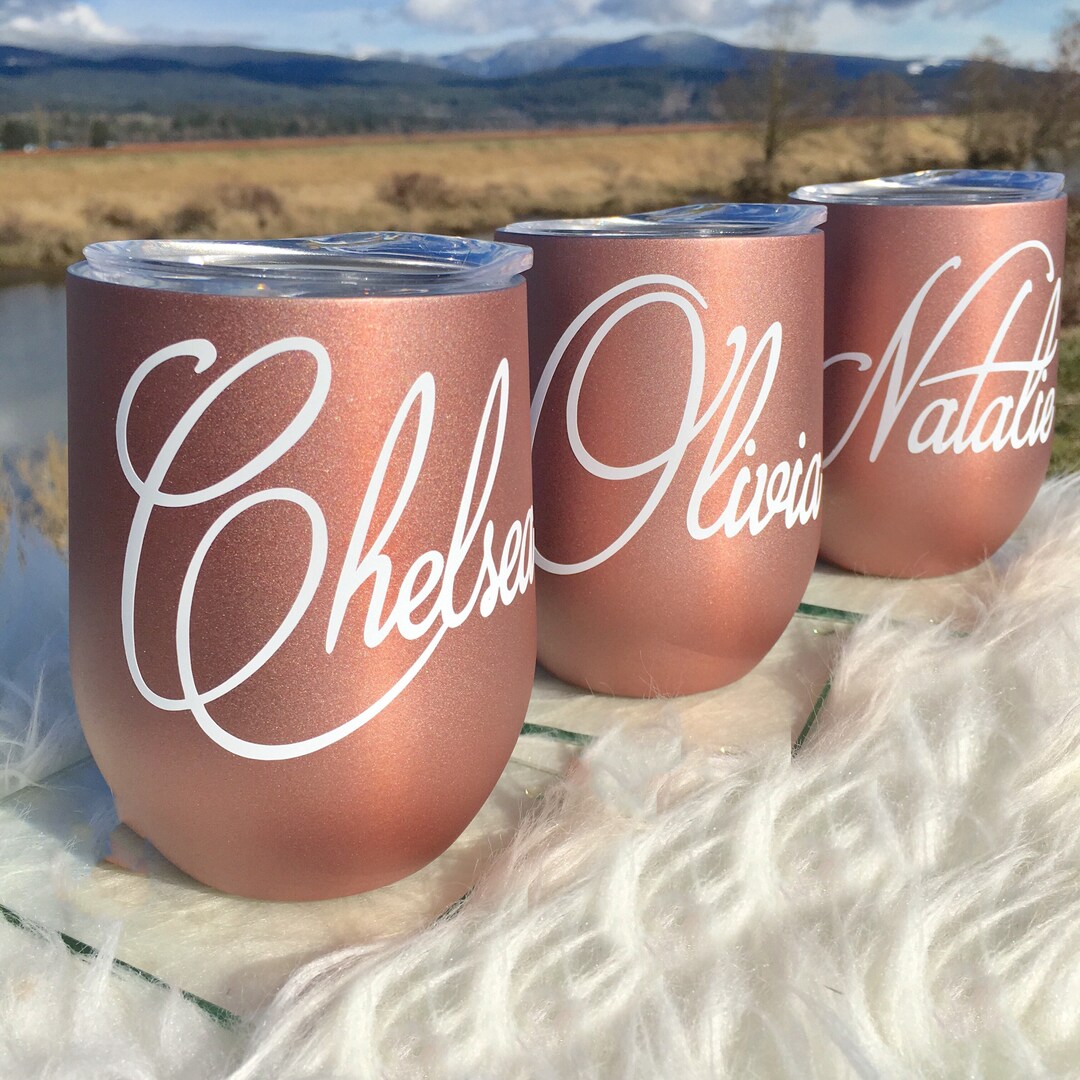 Rose Gold Wine Tumbler Bridesmaid Gift Stainless Steel Etsy