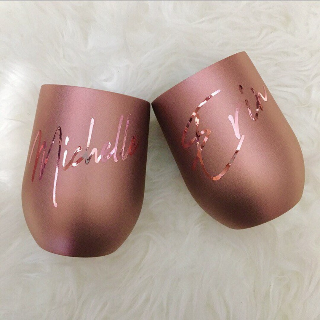 Rose Gold Wine Tumbler Bridesmaid Gift Stainless Steel, Personalized