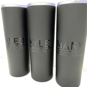 Minimalist Matte Black Tumbler, Groomsman Gift Personalized With Initials image 5