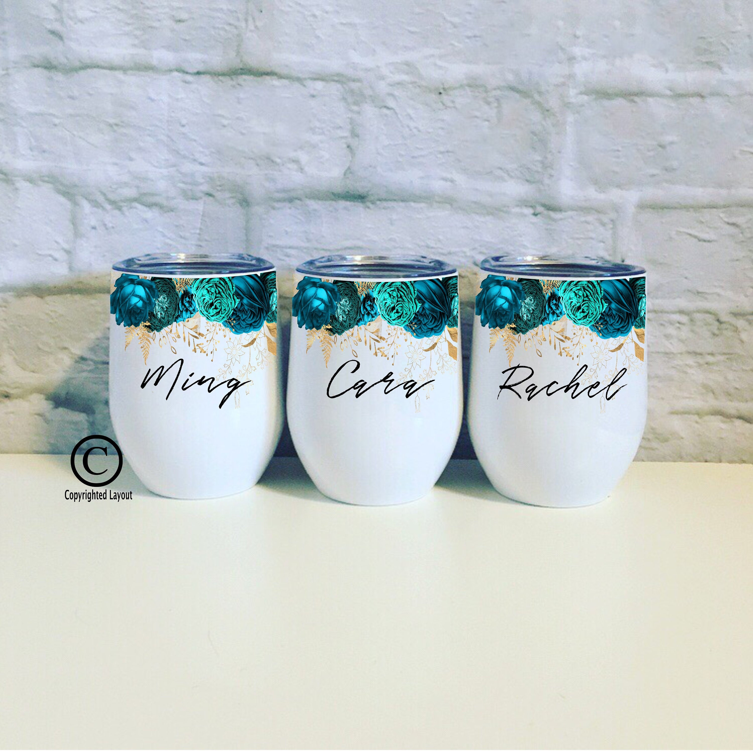 personalized gift Swig Cup Wedding Bridesmaid gift floral White Wine Tumbler Bridesmaid Gift CUSTOM NAME Tumbler wedding party gift