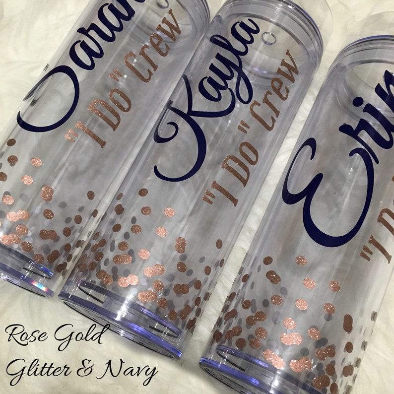 Bridesmaid Gift Skinny Tumbler with Dots, Personalized Water bottle, Bridal Party Gift, Wedding Party Tumbler Personalized Cup with Straw imagen 4