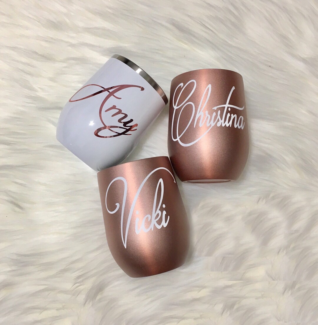 Rose Gold Wine Tumbler Bridesmaid Gift Stainless Steel Etsy
