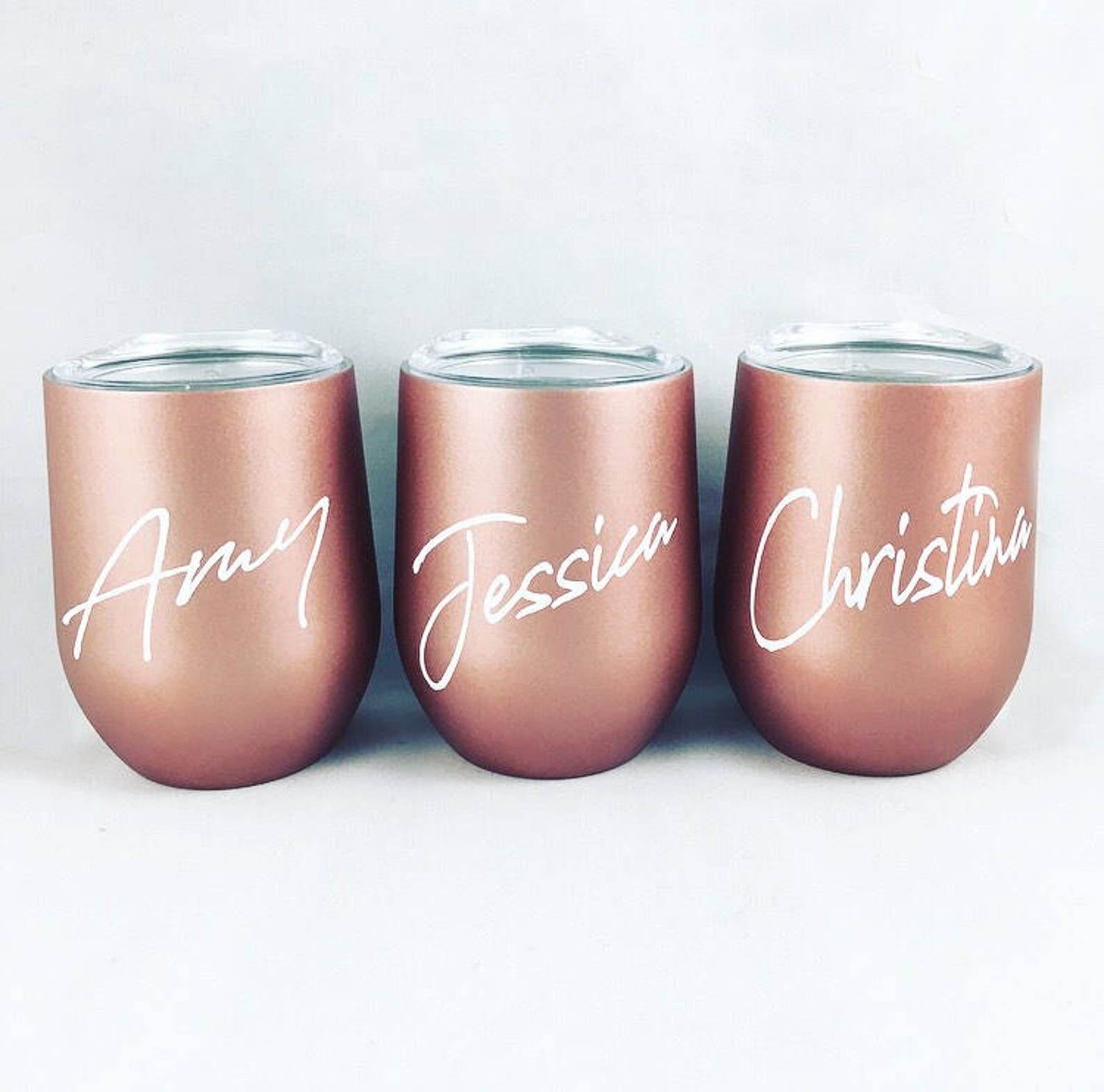 Rose Gold Wine Tumbler Bridesmaid Gift Stainless Steel Etsy
