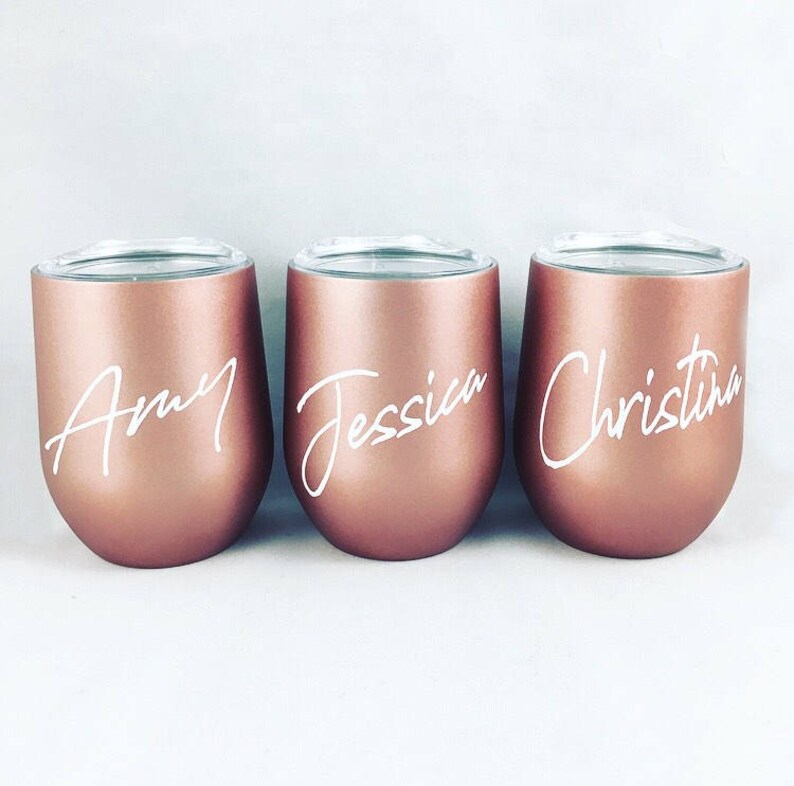Rose Gold Wine Tumbler Bridesmaid Gift Stainless Steel Etsy